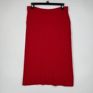 M T W T MTWT 9-5 Womens Medium Pleated Midi Skirt Red Knit Career Office Vintage